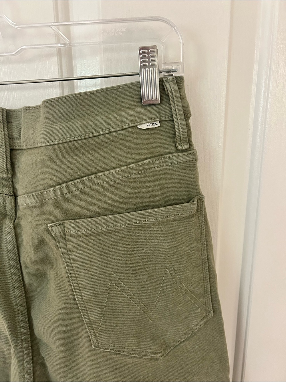 Mother High Waisted Smokin Double Ankle Jeans Oil Green - Picture 4 of 7